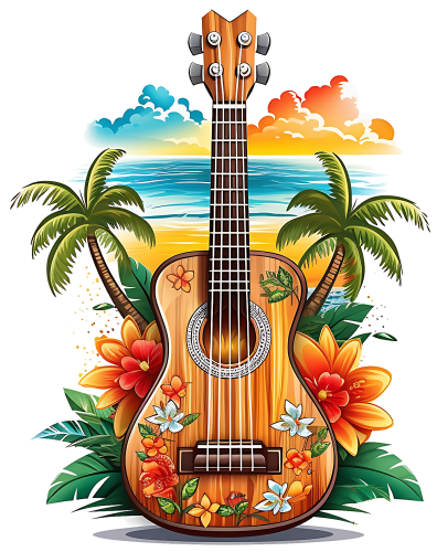 (s115-3-G) Guitar Tropical Beach