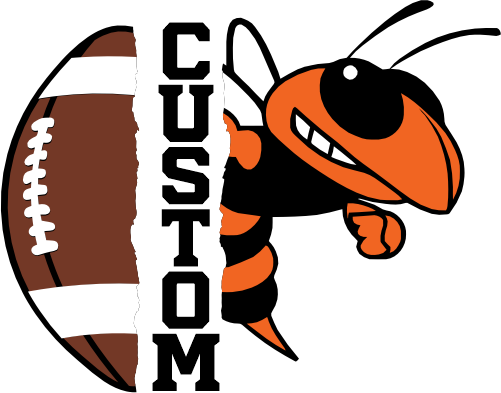 (145-01i-14-2 Orange Bee Split Mascot Football