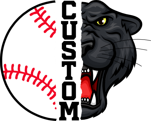 (s145-04-B) Split Mascot Baseball Team Name Custom Text