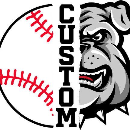 (s145-04-B) Split Mascot Baseball Team Name Custom Text