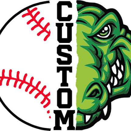 (s145-04-B) Split Mascot Baseball Team Name Custom Text