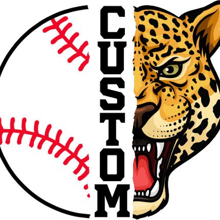 (s145-04-B) Split Mascot Baseball Team Name Custom Text