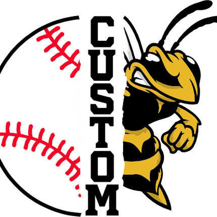 (s145-04-B) Split Mascot Baseball Team Name Custom Text