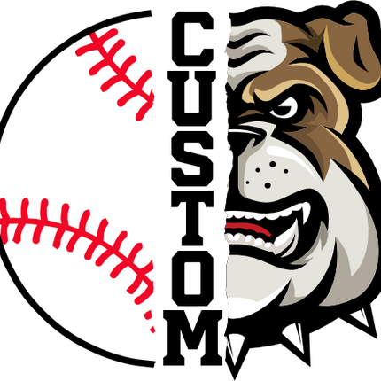 (s145-04-B) Split Mascot Baseball Team Name Custom Text