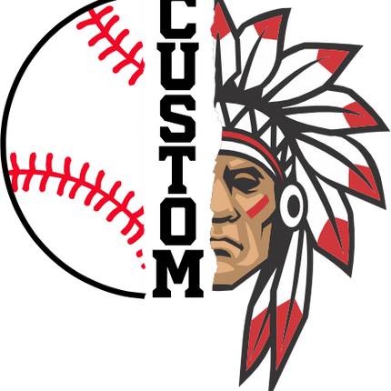 (s145-04-B) Split Mascot Baseball Team Name Custom Text