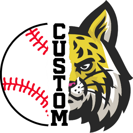 (s145-04-B) Split Mascot Baseball Team Name Custom Text
