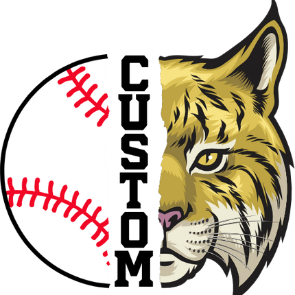(s145-04-B) Split Mascot Baseball Team Name Custom Text