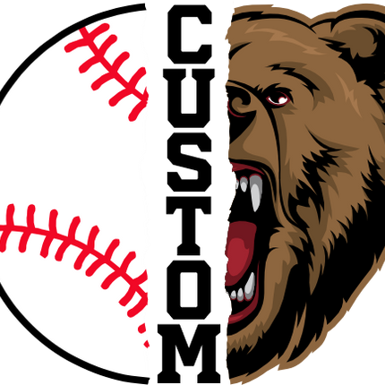 (s145-04-B) Split Mascot Baseball Team Name Custom Text