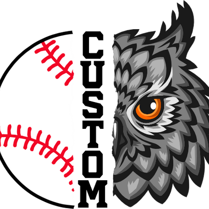 (s145-04-B) Split Mascot Baseball Team Name Custom Text