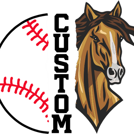 (s145-04-B) Split Mascot Baseball Team Name Custom Text