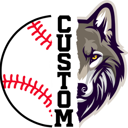 (s145-04-B) Split Mascot Baseball Team Name Custom Text