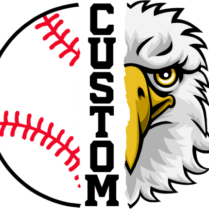 (s145-04-B) Split Mascot Baseball Team Name Custom Text