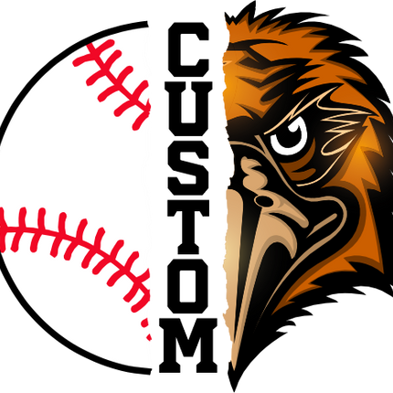 (s145-04-B) Split Mascot Baseball Team Name Custom Text