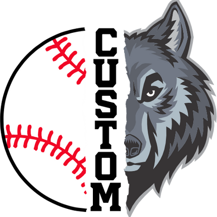 (s145-04-B) Split Mascot Baseball Team Name Custom Text