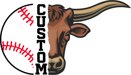 (s145-04-B) Split Mascot Baseball Team Name Custom Text