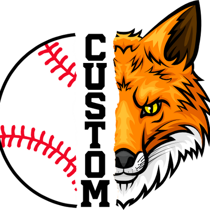 (s145-04-B) Split Mascot Baseball Team Name Custom Text