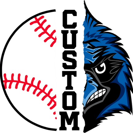 (s145-04-B) Split Mascot Baseball Team Name Custom Text