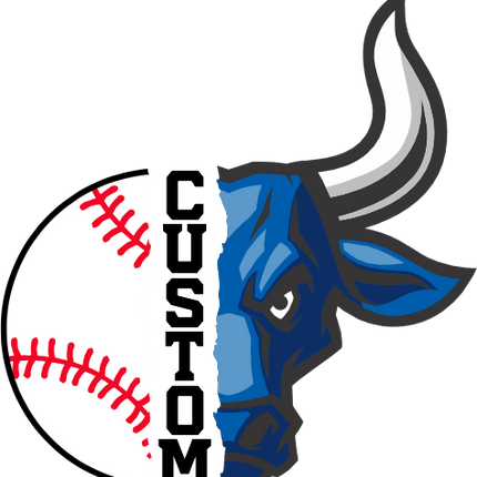 (s145-04-B) Split Mascot Baseball Team Name Custom Text