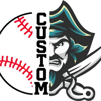(s145-04-B) Split Mascot Baseball Team Name Custom Text