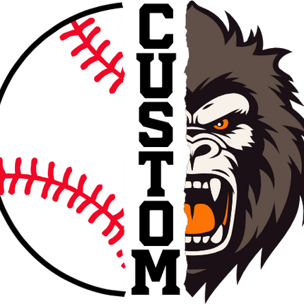 (s145-04-B) Split Mascot Baseball Team Name Custom Text