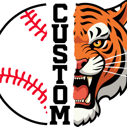 (s145-04-B) Split Mascot Baseball Team Name Custom Text