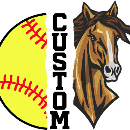 (145-1L-28) Horse Split Mascot Softball