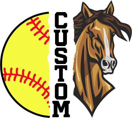 (145-1L-28) Horse Split Mascot Softball
