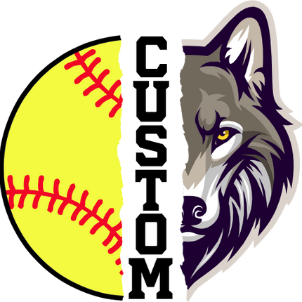 (145-1L-35) Wolf Split Mascot Softball