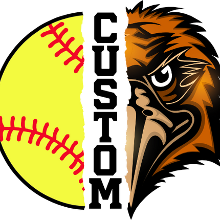 (145-1L-39) Hawk Split Mascot Softball