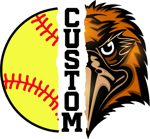 (145-1L-39) Hawk Split Mascot Softball