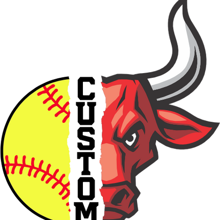 (145-1L-42) Bull Split Mascot Softball