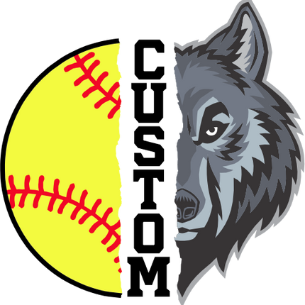 (145-1L-44) Wolf Split Mascot Softball