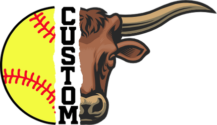 (145-1L-46) Longhorn Split Mascot Softball