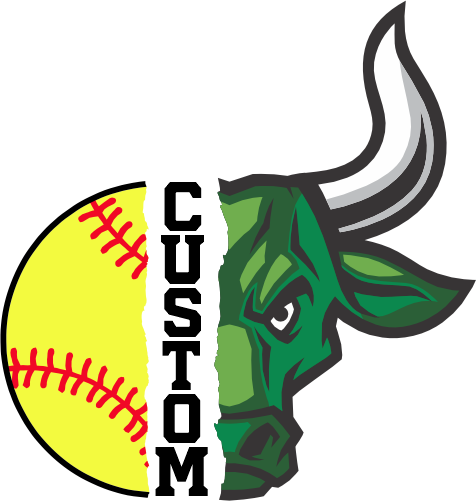 (145-1L-50) Bull Split Mascot Softball