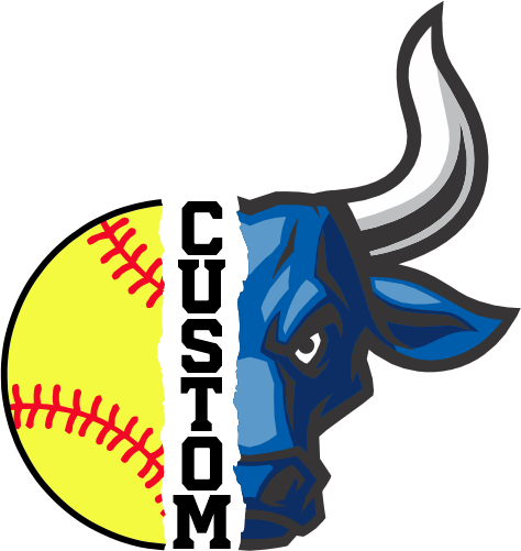 (s145-04-C) Split Mascot Softball Team Name Custom Text