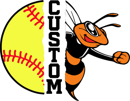 (145-1L-59-2) Orange Bee Split Mascot Softball