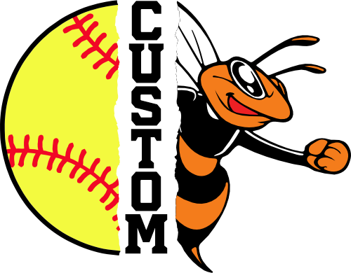 (145-1L-59-2) Orange Bee Split Mascot Softball