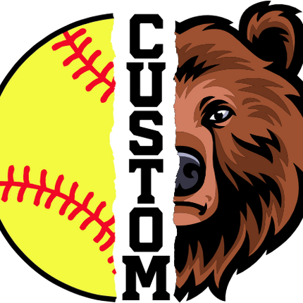 (145-1L-69) Bear Split Mascot Softball