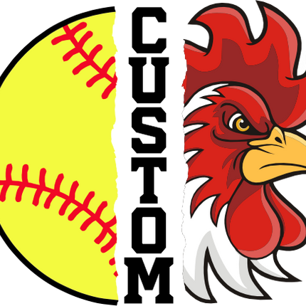 (145-1L-74) Rooster Chicken Split Mascot Softball
