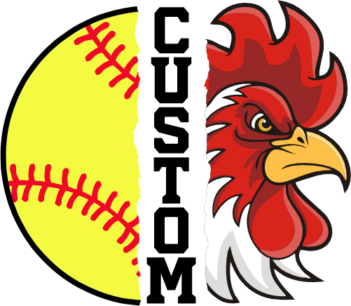 (145-1L-74) Rooster Chicken Split Mascot Softball