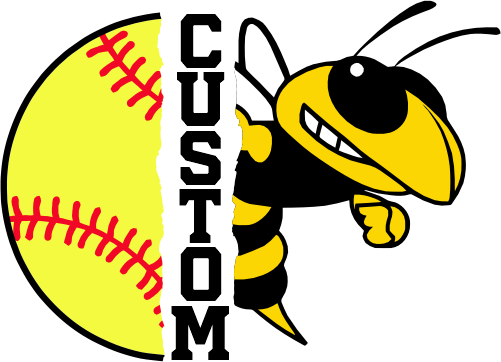 (145-1L-14-1) Yellow Jacket Split Mascot Softball
