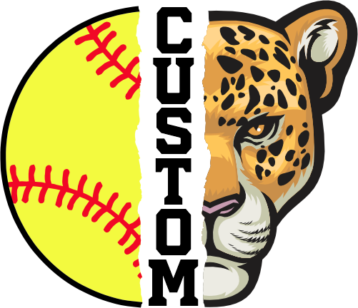 (145-1L-22) Leopard Split Mascot Softball