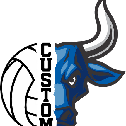 (145-1N-51) Bull Split Mascot Volleyball