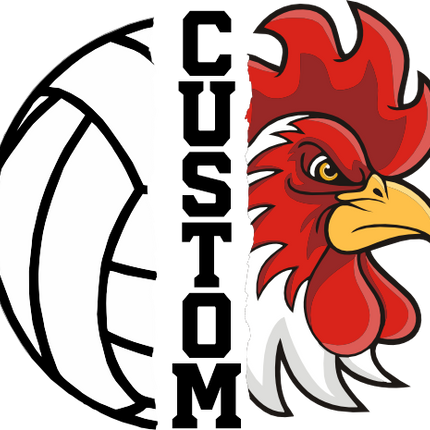 (145-1N-74) Rooster Chicken Split Mascot Volleyball