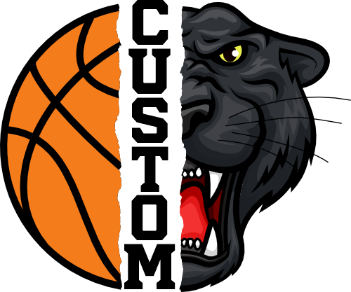 (s145-04-E) Split Mascot Basketball Team Name Custom Text