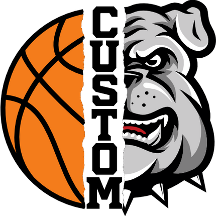 (s145-04-E) Split Mascot Basketball Team Name Custom Text