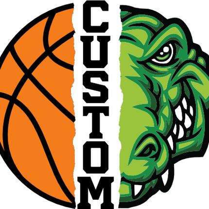 (s145-04-E) Split Mascot Basketball Team Name Custom Text