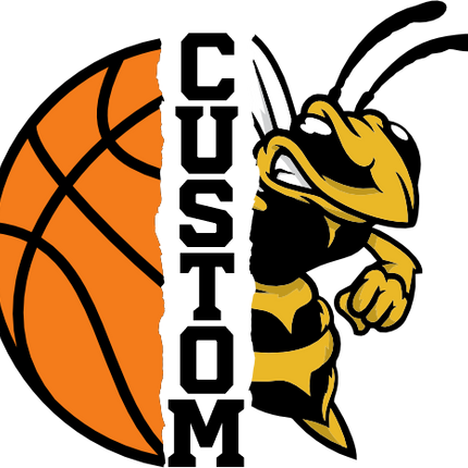 (s145-04-E) Split Mascot Basketball Team Name Custom Text