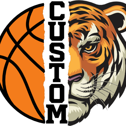 (s145-04-E) Split Mascot Basketball Team Name Custom Text