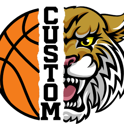 (s145-04-E) Split Mascot Basketball Team Name Custom Text